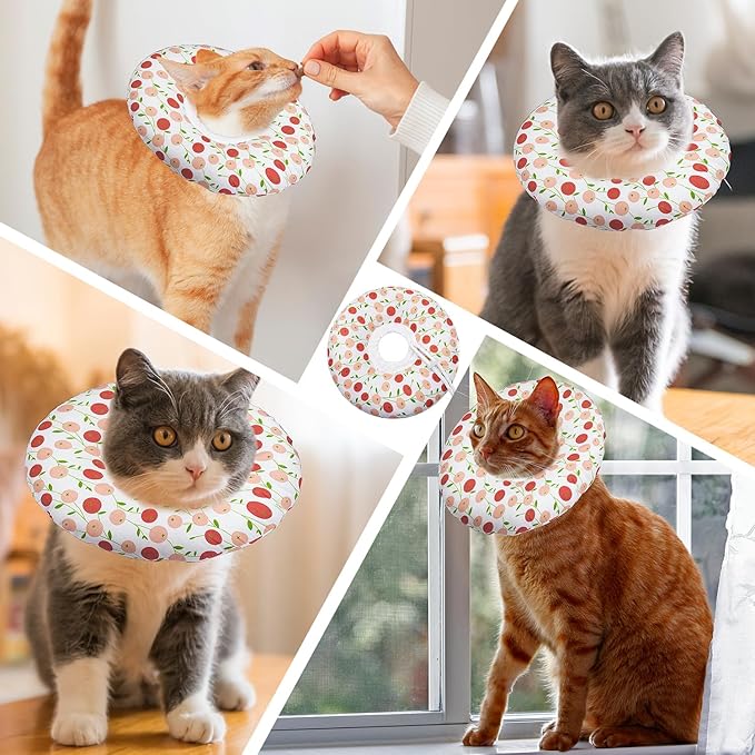 Seyezo Soft Cat Recovery Cone, Adjustable E Collar for Small to Large Cats, Anti-Lick Wound Healing Collar for Kittens (Pink Cherry, Large)