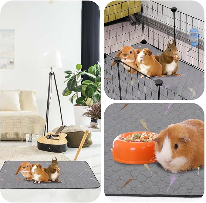 2Pcs Guinea Pig Cage Liners,Guinea Pig Fleece Cage Liners42''X56'' Super Absorbent Washable Pee Pads Reusable for Rabbit Hamster Chinchilla