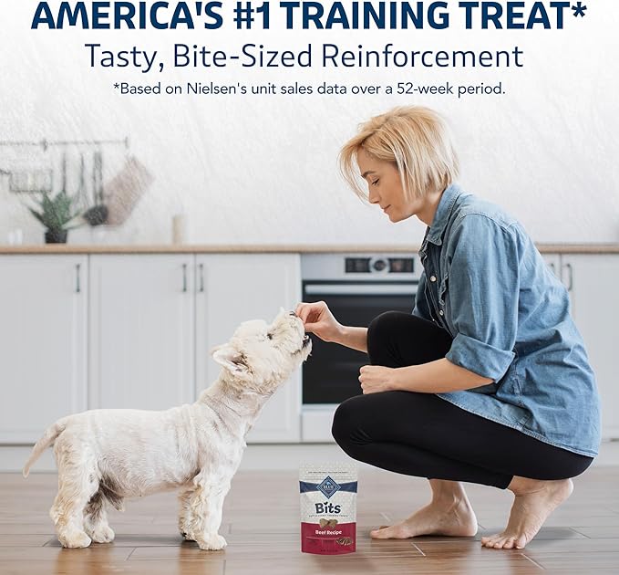 Blue Buffalo Bits Soft Dog Treats for Training, Made With Natural Ingredients & Enhanced with DHA, Beef Recipe, 11-oz Bag
