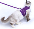 Kitty Harness and Leash for Walking Escape Proof Breathable Mesh Fabric, Purple, X-Small, Adjustable Cat Walking Jackets with DIY Beads, Padded Stylish Cat Vest