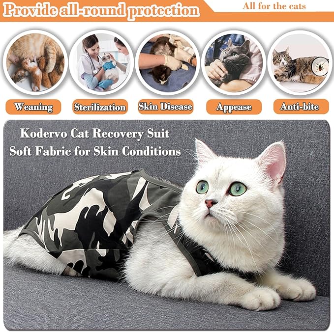 Cat Recovery Suit for Abdominal Wounds or Skin Diseases, Breathable Cat Onesie for Cats After Surgery Spay Neuter, Anti Licking Cat Cone Alternative, Professional Pet Surgery Recovery Shirt