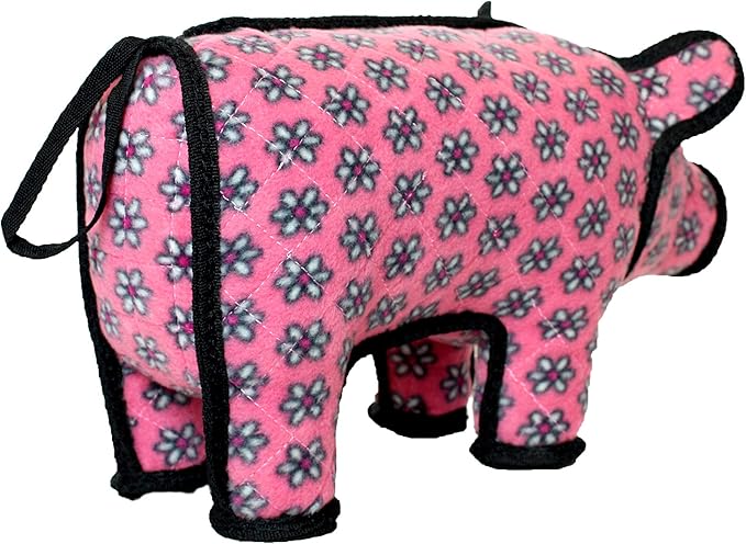 TUFFY - World's Tuffest Soft Dog Toy -Barnyard- Multiple Layers. Made Durable, Strong & Tough. Interactive Play (Tug, Toss & Fetch). Machine Washable & Floats. (Pig, Large 2 Pack)