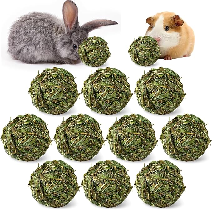 Hamiledyi Bunny Chew Toys Rabbit Rattan Grass Scratcher Climbing Tree Fun Tree Carrot Play Toys for Small Animal Guinea Pig Tooth Cleaning Hamiledyi 10 Pcs Rabbit Chew Ball Timothy Grass Ball