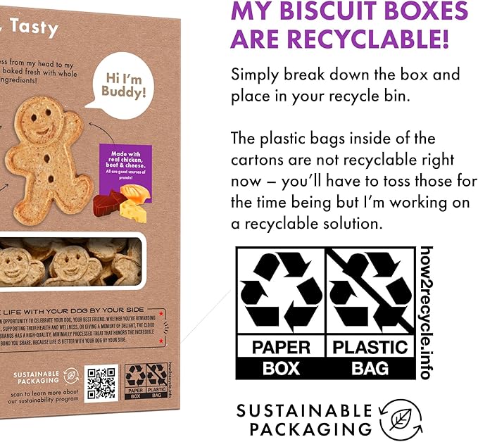 Buddy Biscuits 16 oz. Box of Crunchy Dog Treats Made with Assorted Flavors of Roasted Chicken, Grilled Beef, and Sharp Cheddar