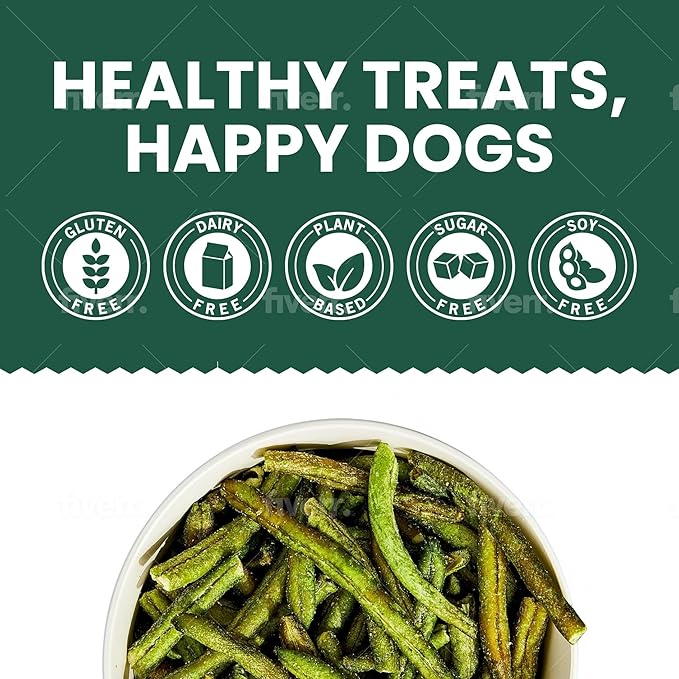 Atlantic Rush Freeze Dried Green Bean Chips for Dogs- 1oz Resealable Bag of Dried, Green Crispy Beans- Single Ingredient, No Salt or Canola Oil- Crispy, Shelf Stable - Made in USA (1 oz Bag)