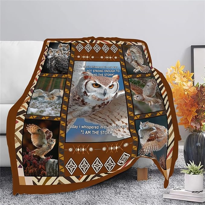 Owl Throw Blanket Owl Stuff Gifts for Kids Girls Boys Adults Women Men Soft Cozy Warm Plush Fluffy Fuzzy Fleece Blanket Decor 60''X80''