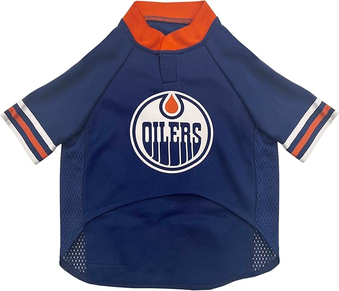 Pets First NHL Hockey Edmonton Oilers Mesh Jersey for Dogs & Cats, Size Small, Licensed Dog Jersey with Your Favorite Hockey Team