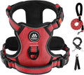 IVY&LANE No Pull Dog Harness for Small Dogs, Dog Vest Harness with Leash, Safety Belt and Storage Strap, Fully Adjustable, 360° Reflective Strip, Soft Handle (Red, S)