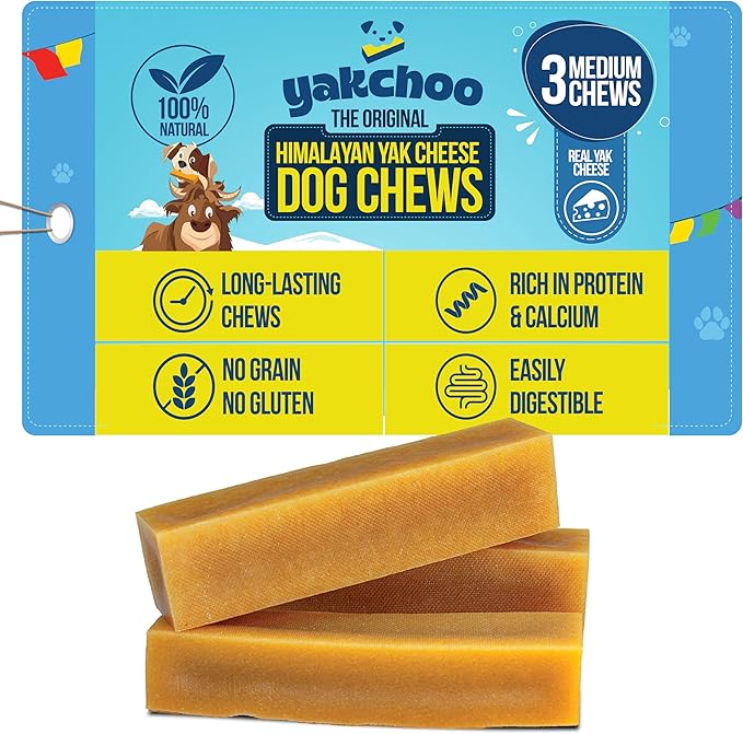 Real Himalayan Dog Chews | 100% All Natural | Dog Treats for Medium Breed | Dog Chews Long Lasting for Aggressive Chewers | High Protein | Dental Sticks for Dogs (Medium - 3 Chews)
