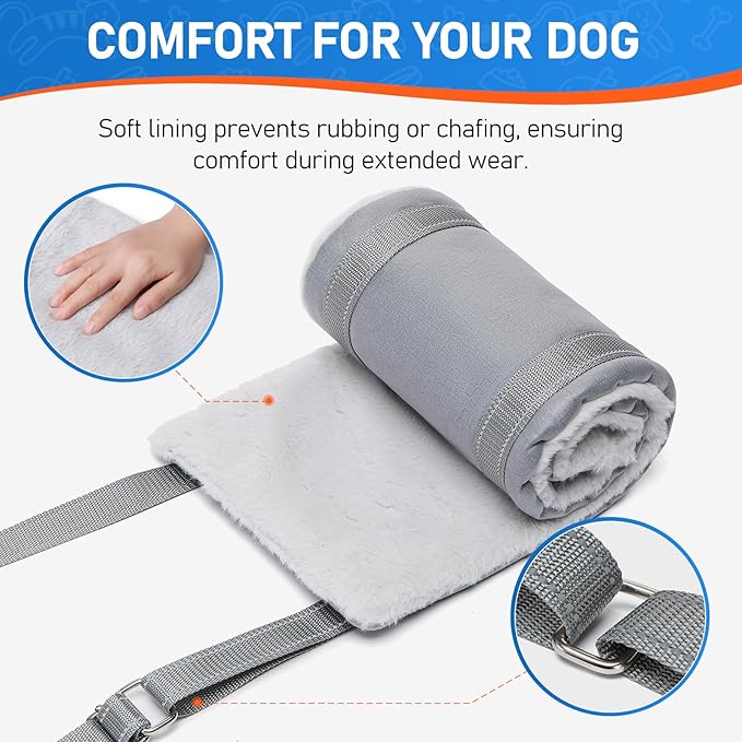 Extra Large Dog Lift Harness, Adjustable Dog Sling for Back Legs, Hip Support Harness to Help Lift Dogs Rear for Helps Senior, Injured, Disabled and After ACL Surgery Dogs - XX-Large, Grey