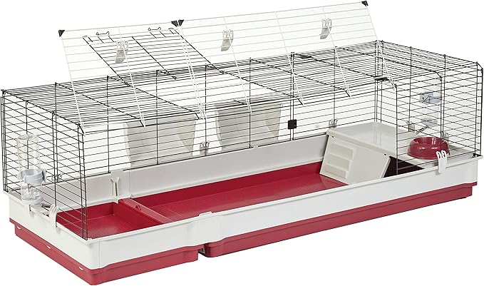 Midwest Homes for Pets Deluxe Rabbit & Guinea Pig Cage, XX-Large, White & Red