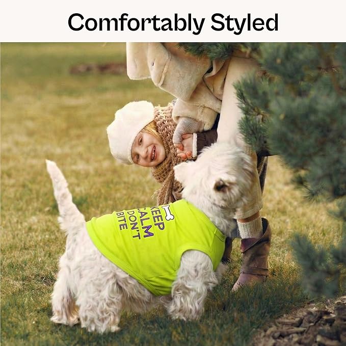 Parisian Pet Dog Shirt – 100% Cotton Shirts for Small Dogs – Sleeveless Puppy Vest – Lightweight and Breathable Pet Apparel – Pullover Summer Dog Clothes - Stretchy Funny T Shirts for Dogs
