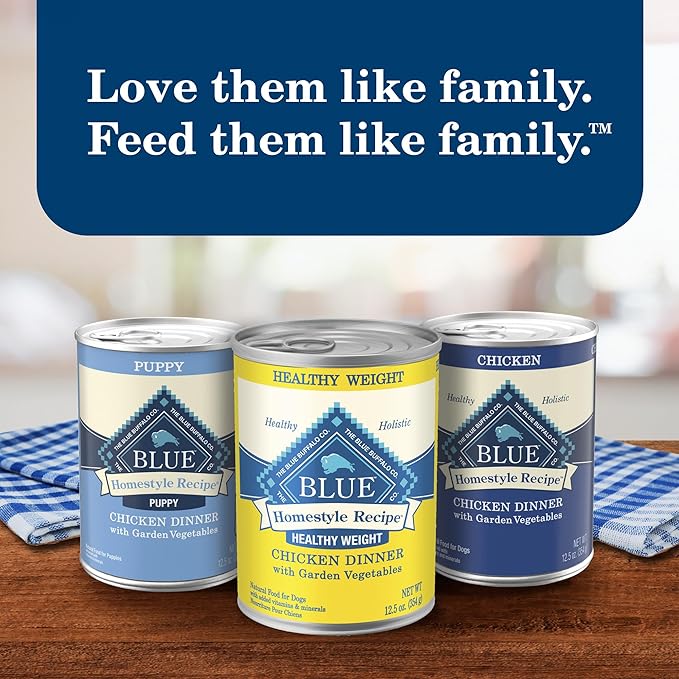Blue Buffalo Homestyle Recipe Natural Adult Healthy Weight Wet Dog Food, Chicken 12.5-oz can (Pack of 12)