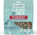 Icelandic+ Land & Sea Wild Caught Cod Skin & Freeze-Dried Beef Liver - 6.75oz Bag, Dog Treat & Food Topper, 2 Ingredients, No Preservatives, Natural