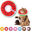 Seyezo Cat Cone Collar Soft, Adjustable Cat Recovery Collars Kitten Cones to Stop Licking, Cute Donut E Collar After Surgery, Wound Healing Elizabethan Collar for Kittens (Watermelon, Large)
