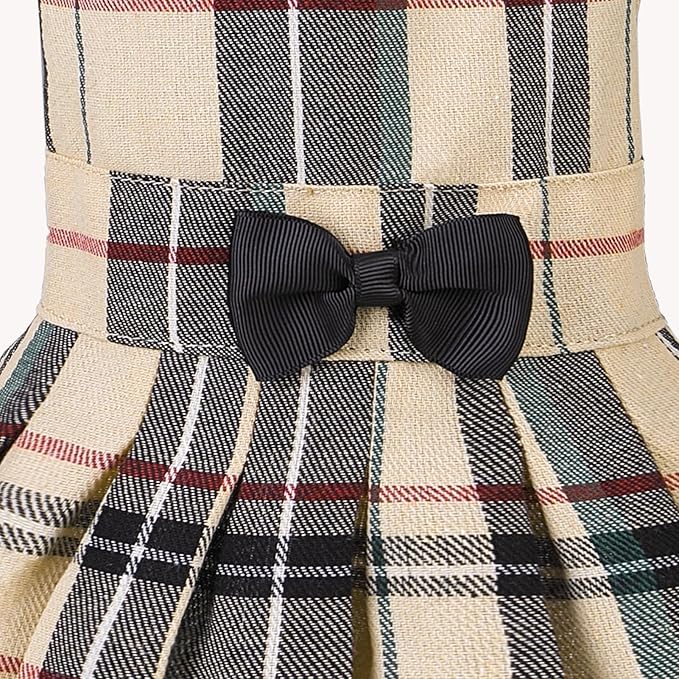 PUPTECK Classic Plaid Dog Dress Cute Puppy Clothes Outfit