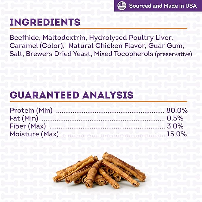USA Beefhide Chip Rolls 5-6" Dog Chew Treats - Chicken Flavor, 22 Count/2 Pack