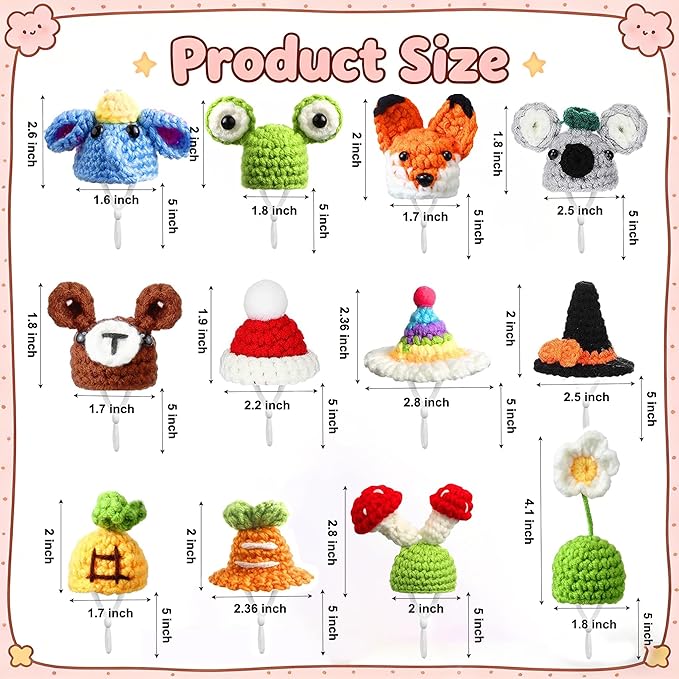 12 Pcs Hamster Hats Mini Party Hats for Small Animals, Cute Hand Knitted Tiny Hats for Snakes Lizards Bearded Dragon Guinea Pig Bunny Reptile Pets Clothes Holiday Party Costume Accessories(Fresh)