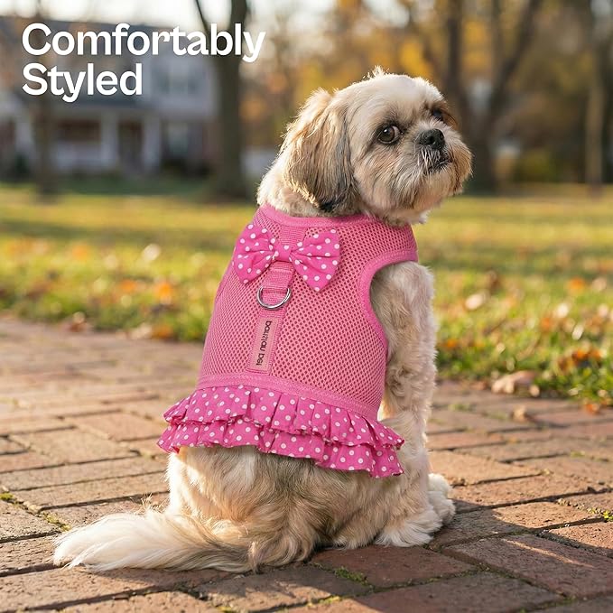 Parisian Pet Step in Dog Harness - 100% Mesh Fabric Pink Girl Dog Harnesses - Soft Fully Padded, No Pull Dog Vest Harness Dress - Puppy Harness - Dog Harness Large Sized Dog - XL