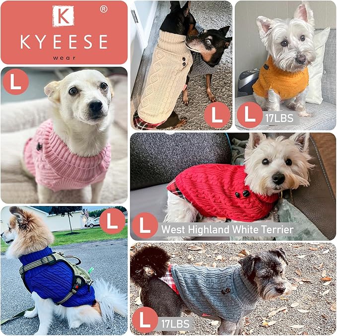 KYEESE Dog Sweater Stretchy Comfy Pet Coat for Fall Winter Cold Weather Soft Pullover Dog Sweaters for Small Dogs Girl Warm Turtleneck Small Dogs Sweater