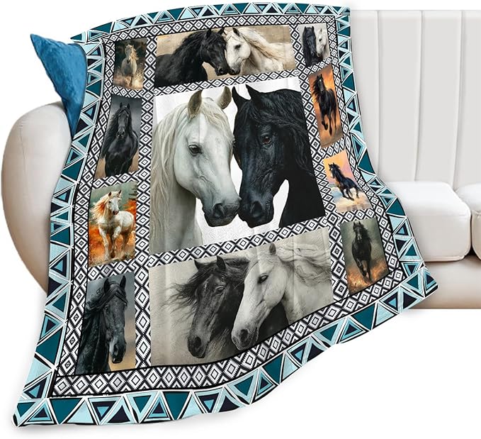 Horse Throw Blanket Horse Stuff Gifts for Kids Girls Boys Adults Women Men Soft Cozy Warm Plush Fluffy Fuzzy Fleece Blanket Decor 60''X80''