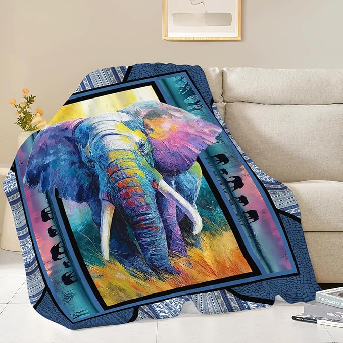Elephant Throw Blanket Elephant Stuff Gifts for Kids Girls Boys Adults Women Men Soft Cozy Warm Plush Fluffy Fuzzy Fleece Blanket Decor 40''X50''
