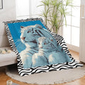 White Tiger Throw Blanket White Tiger Stuff Gifts for Kids Girls Boys Adults Women Men Soft Cozy Warm Plush Fluffy Fuzzy Fleece Blanket Decor 60''X80''