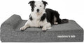 The Dog’s Bed Orthopedic Memory Foam Dog Bed with Headrest, Calming Surface – CertiPUR-Certified Foam, Linen Fabric, Grey Linen, Large, 6-Inch