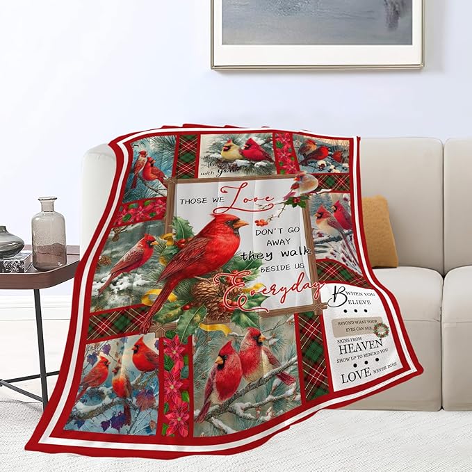 Cardinal Throw Blanket Red Bird Cardinal Stuff Gifts for Kids Girls Boys Adults Women Men Soft Cozy Warm Plush Fluffy Fuzzy Fleece Blanket Christmas Decor 50''X60''