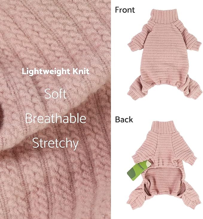 Fitwarm Turtleneck Knitted Dog Sweater Puppy Pajamas Thermal Doggie Winter Clothes Knitwear Pet Coats Cat Apparel Pink Small