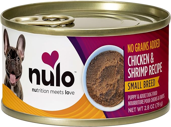 Nulo Grain-Free Small Breed Wet Canned Puppy & Dog Food, Chicken and Shrimp 2.8 Ounce, 12 Cans