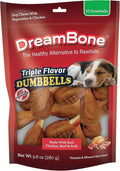 DreamBone Triple Flavor Dumbbells, Treat Your Dog to a Chew Made with Real Chicken and Vegetables