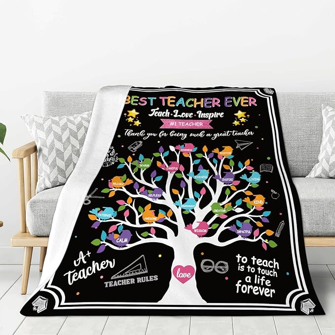 banonaty Best Teacher Blanket Teacher Throw Blankets Cozy Fleece Flannel Blanket Teacher Appreciation Gifts for Women Men Girls Adult for Couch Sofa Bed Decor 40"X50"