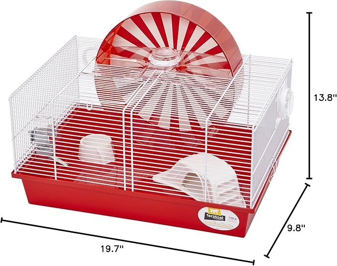 Ferplast "Coney Island Theme Modular Hamster Cage Featuring XXL 11.75-Inch Diameter Exercise Wheel, Includes All Accessories, 19.7L x 13.8W x 9.8H Inches,