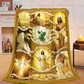 Jesus Blanket Christian Religious Faith Bible Verse Healing Prayer Throw Inspirational Scripture Catholic Spiritual Gifts for Men Women Adults Cozy Plush Fluffy Fuzzy Fleece Blanket Decor 40''X50''