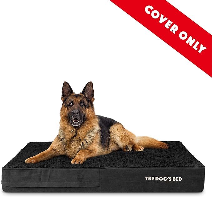 The Dog’s Bed Replacement Outer Cover, Plush Fabric, Black Plush, XL, 6-Inch