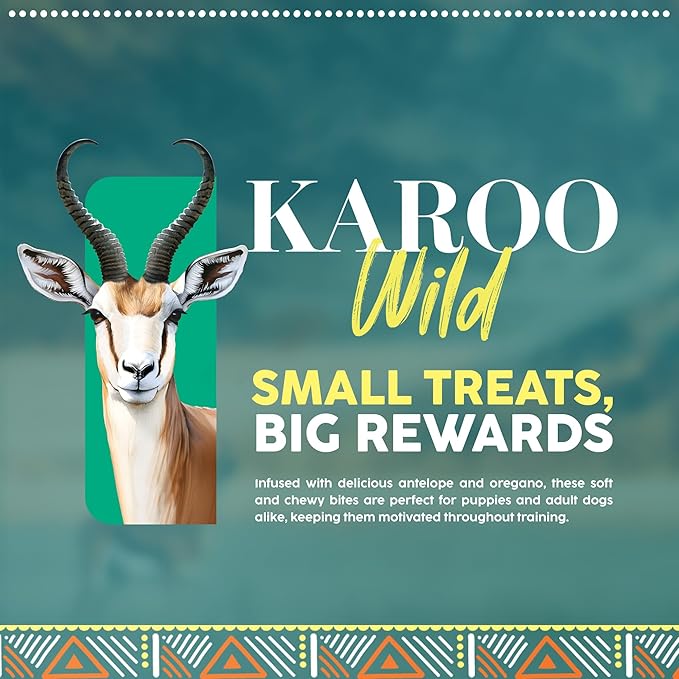 Karoo Wild Training Bits Oregano Seasoned Treats for Dogs – 4 oz – Soft & Chewy Protein Bits Made with African Antelope – Great for On-The-Go Rewards & Positive Reinforcement