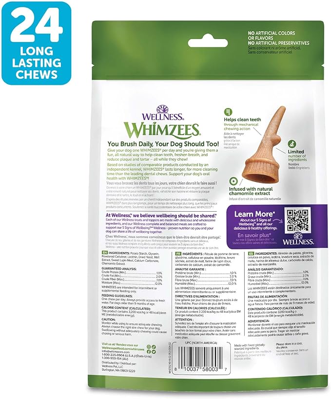 WHIMZEES Wellness Occupy Dog Dental Treats, Small Size, (24 Count)