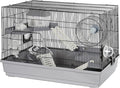 Multilevel Hamster Cage Starter Kit 22″Lx12″Wx15″H for Single Hamster Under 5″ in Body Length with Platforms, Exercise Wheel, Hide-House, Water Bottle, Bathtub, Food Bowl, Ladder, Tube Ports