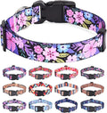 Dog Collars with Soft Comfortable Adjustable Floral Pattern for Small Medium Large Dogs (Floral Pink, XS)