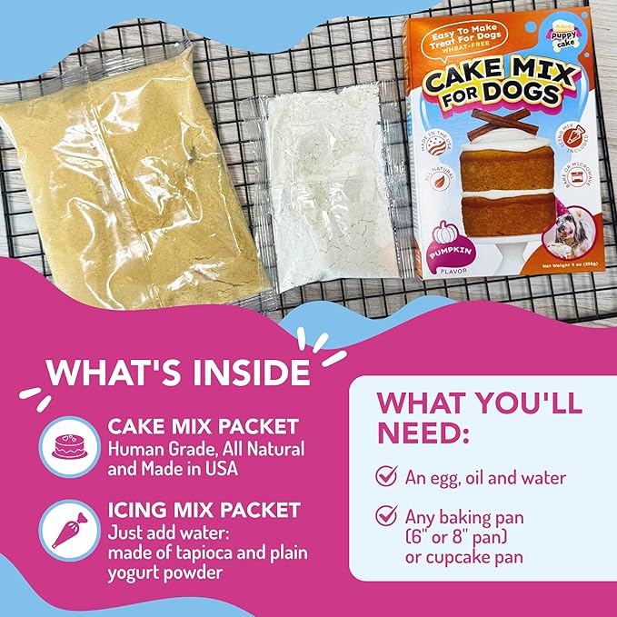 Puppy Cake Pumpkin Cake Mix and Frosting (Wheat-free) for Dogs-9 oz
