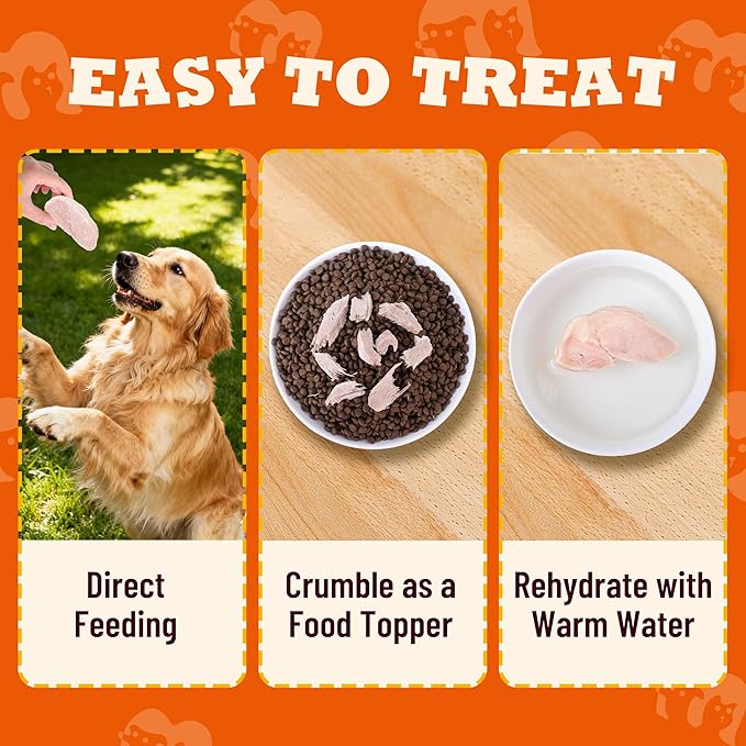 12.3oz Freeze Dried Dog Treats, Single Ingredient Duck Breast Slices, Healthy Dog Treats for Medium & Large Dogs, Human Grade, Low Calorie, Grain Free Training Snacks for Dogs