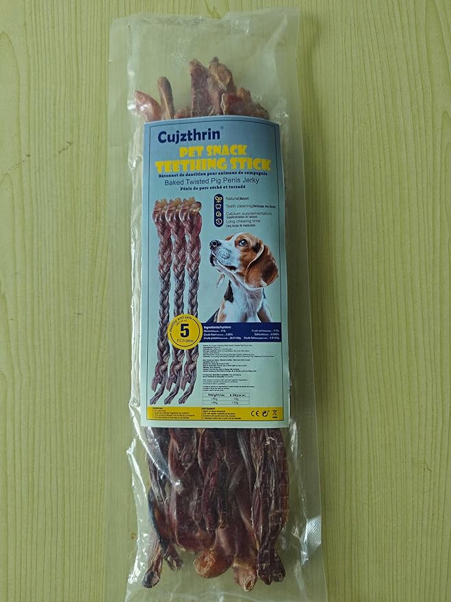 Grass-Fed Pork Penis Dog Treats, Single-Ingredient, High-Protein Dental Chews for Clean Teeth, Odor-Free, All-Natural, Free-Range Pig