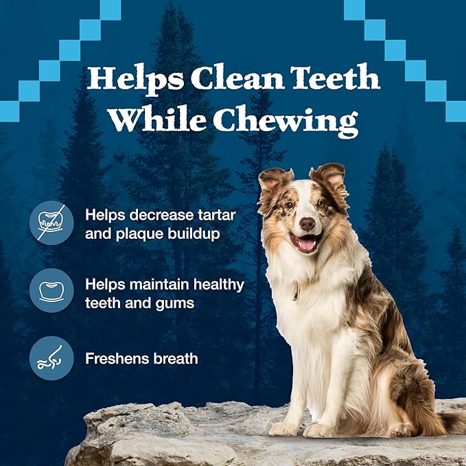 Blue Buffalo Wilderness Wild Bones Grain-Free Dental Chews Dog Treats, Large, 27-oz Bag, (Pack of 2)