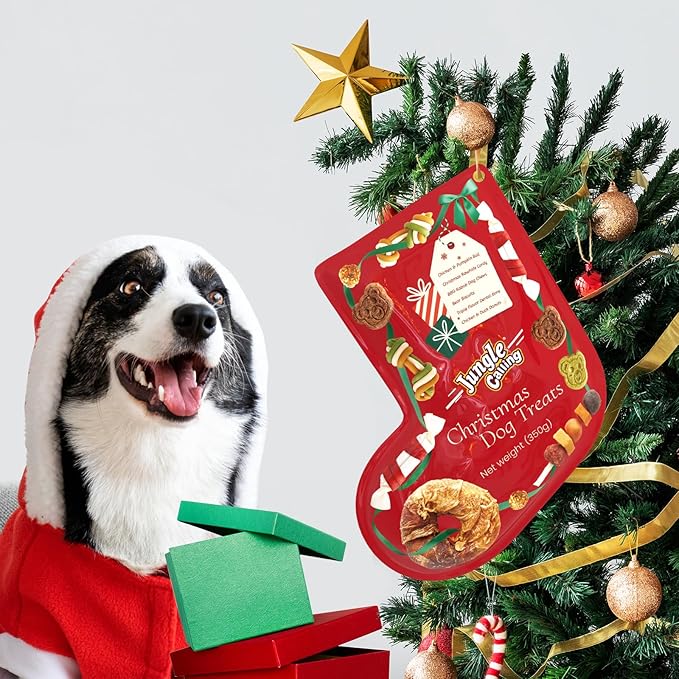 Jungle Calling Christmas Dog Treats, Holiday Chews Variety Pack 20+ Count, Holiday Stocking Xmas Treats for Dogs