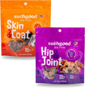 SuchGood Hip and Joint + Skin and Coat Dog Treats - Support Chews for All Breed Sizes and Ages, Glucosamine and Chondroitin + Salmon and Flaxseed Oil (Chicken Flavor, 2 Packs)