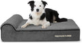 The Dog’s Bed Orthopedic Memory Foam Dog Bed with Headrest, Calming Surface – CertiPUR-Certified Foam, Plush Fabric, Grey Plush, Large, 6-Inch
