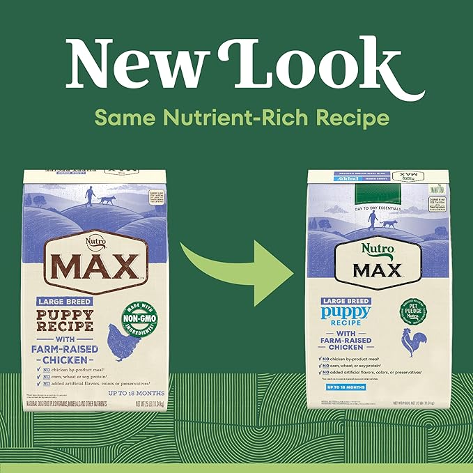 Nutro Max Large Breed Puppy Dry Dog Food, Puppy Food with Farm-Raised Chicken, 25 lb. Bag
