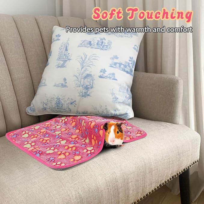 YUEPET Waterproof Guinea Pig Blankets Washable 3 Pack Small Animal Fleece Cage Liners Pet Soft Sleep Mat Pad Cover Warm Flannel Throw for Hamster Guinea Pig Rabbit Chinchilla Hedgehog Ferret 35"×24"