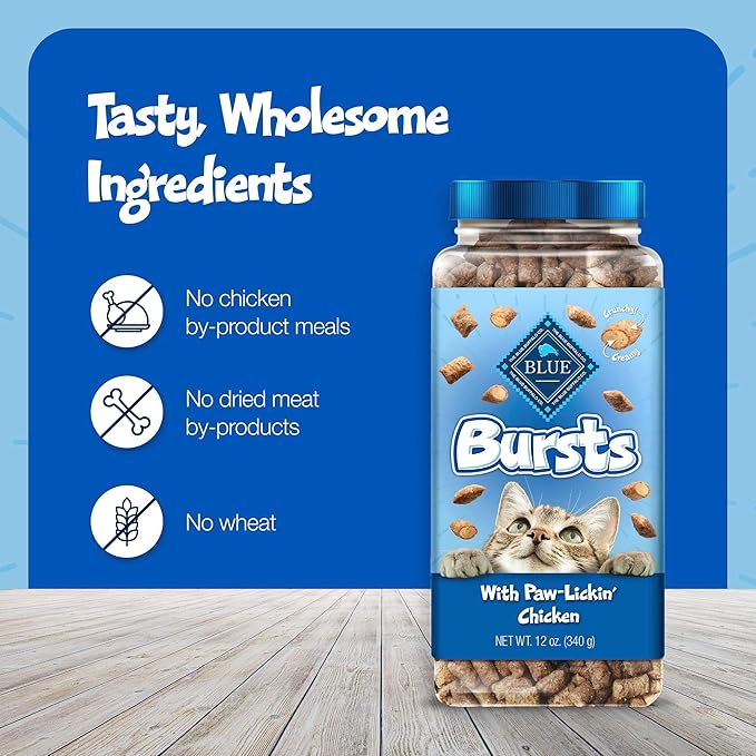 Blue Buffalo Bursts Crunchy & Creamy Cat Treats, Great for Training, Paw-Lickin' Chicken, 5-oz Bag